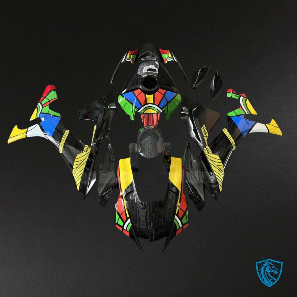 Yamaha R1 (2020-2025) Black, Yellow, Red & Green - Custom ABS Fairing Kit