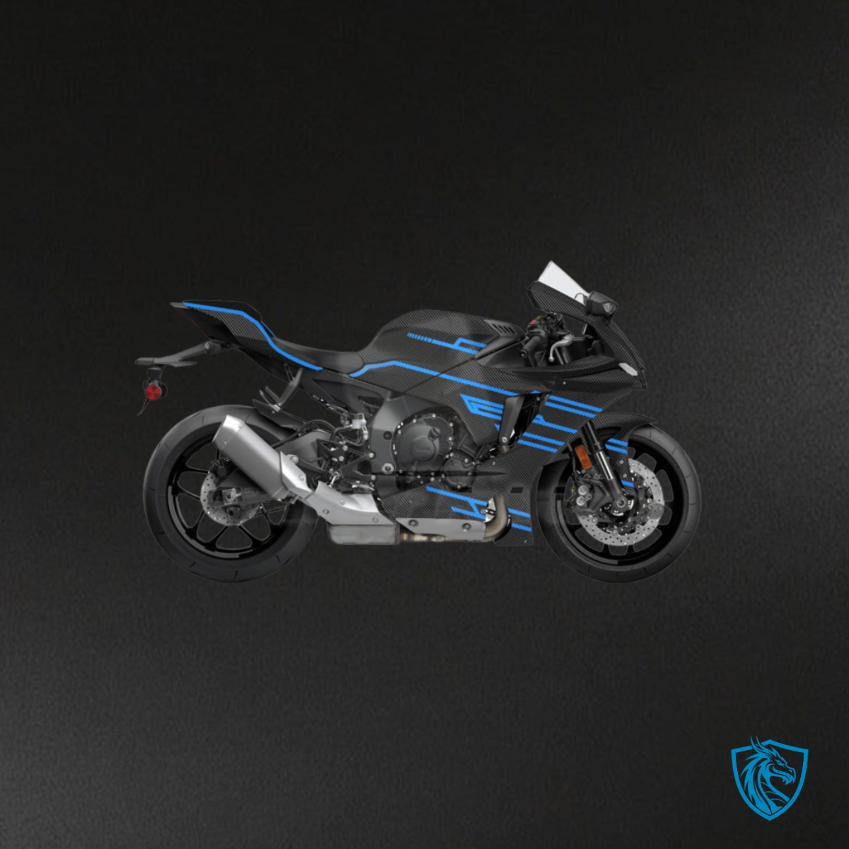 Yamaha R1 (2020-2025) Gloss Blue & Black Carbon Fiber Style- Custom ABS Fairing Kit