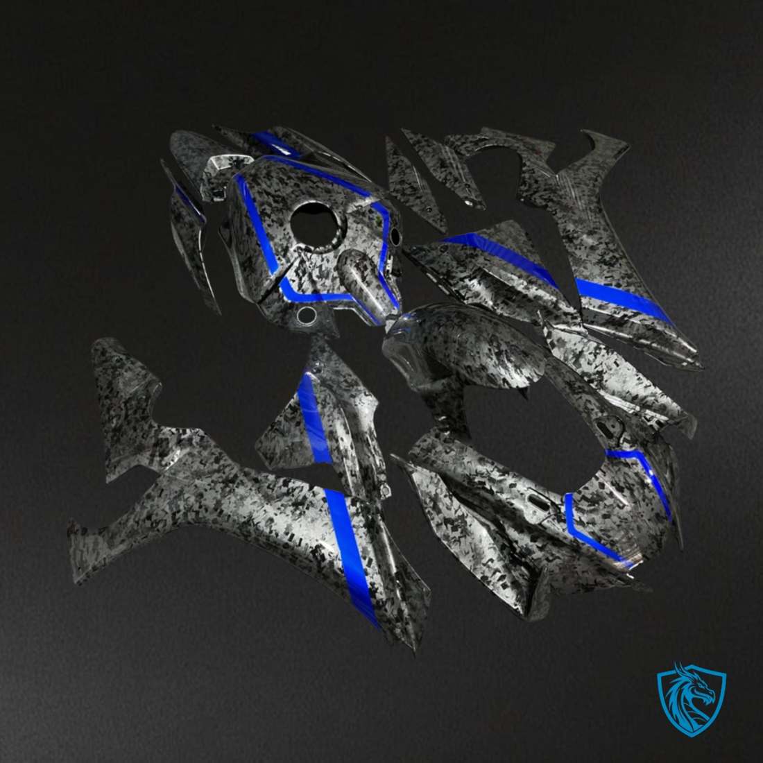 Yamaha R1 (2020-2025) Gloss Black & Blue - MERGEment Motorcycle Fairings Kit