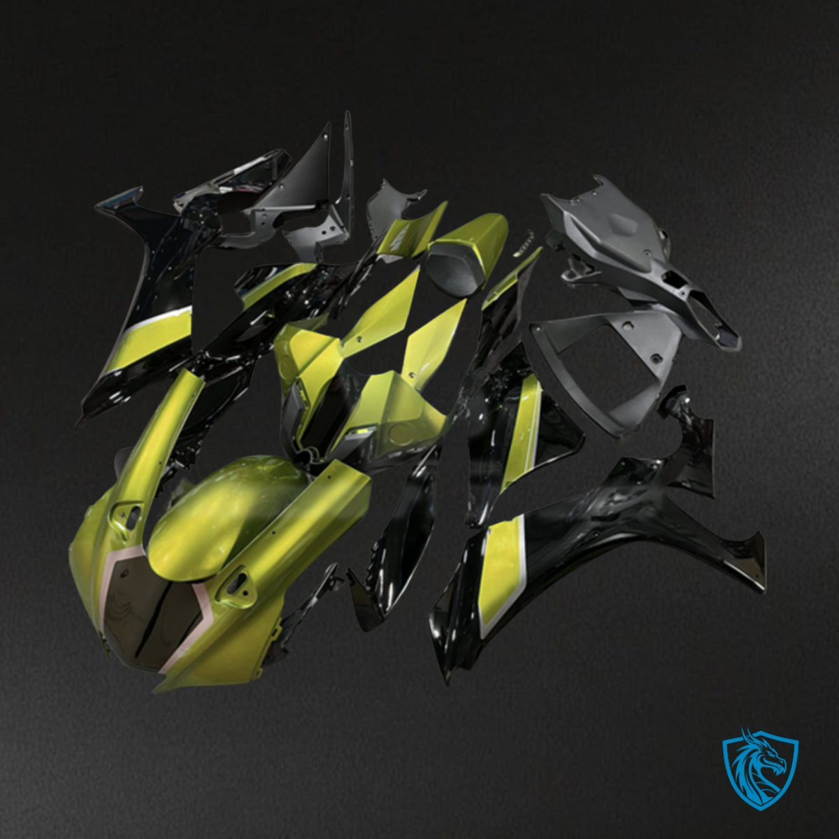 Yamaha R1 (2020-2025) Light Green & Black Fairings Kit - Aftermarket ABS Bodywork