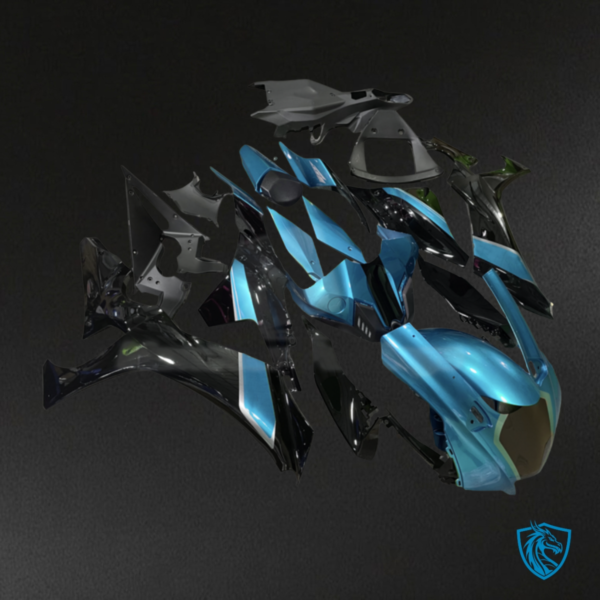 Yamaha R1 (2020-2025) Gloss Light Blue & Black Fairing Kit | ABS Bodywork