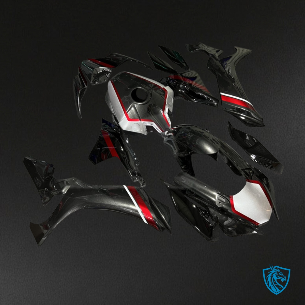 Yamaha R1 (2020-2025) Gloss Black, Red & Silver Fairings Kit- Aftermarket ABS Bodywork
