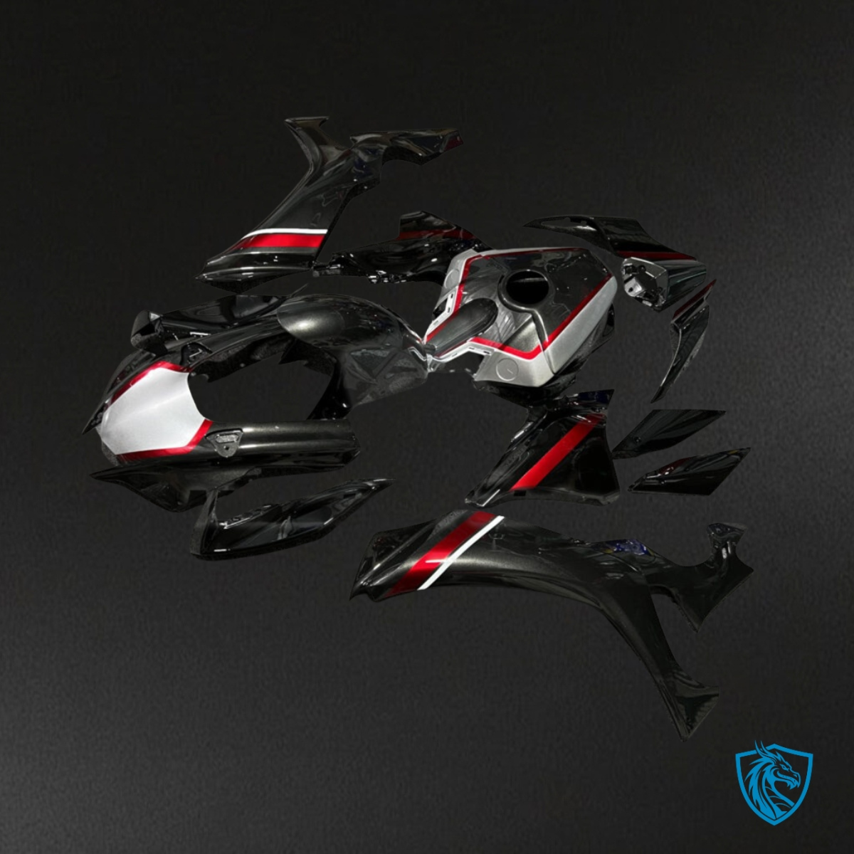 Yamaha R1 (2020-2025) Gloss Black, Red & Silver Fairings Kit- Aftermarket ABS Bodywork