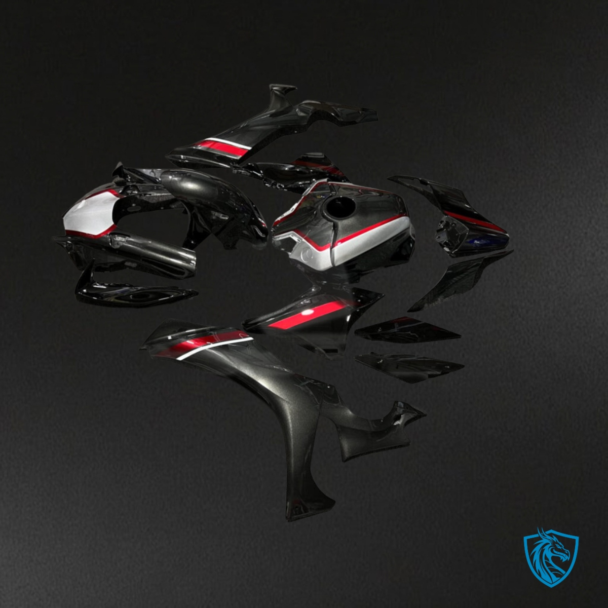 Yamaha R1 (2020-2025) Gloss Black, Red & Silver Fairings Kit- Aftermarket ABS Bodywork