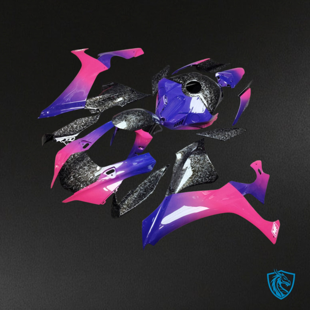 Yamaha R1 (2020-2025) Gloss Pink & Blue Gradient - MERGEment Motorcycle Fairings Kit