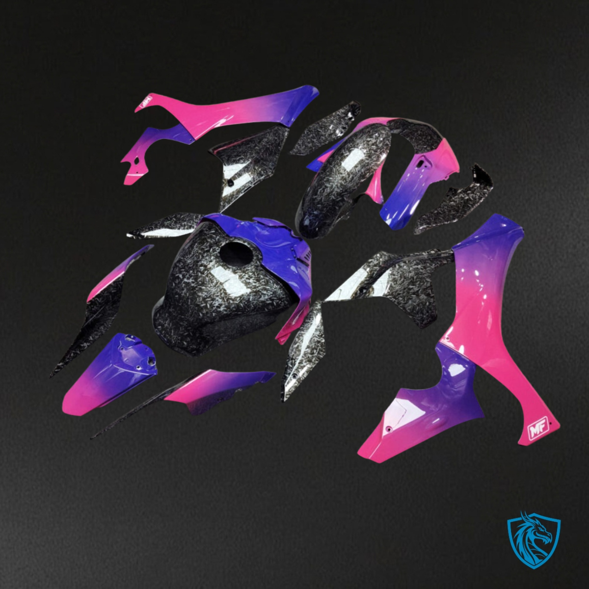 Yamaha R1 (2020-2025) Gloss Pink & Blue Gradient - MERGEment Motorcycle Fairings Kit