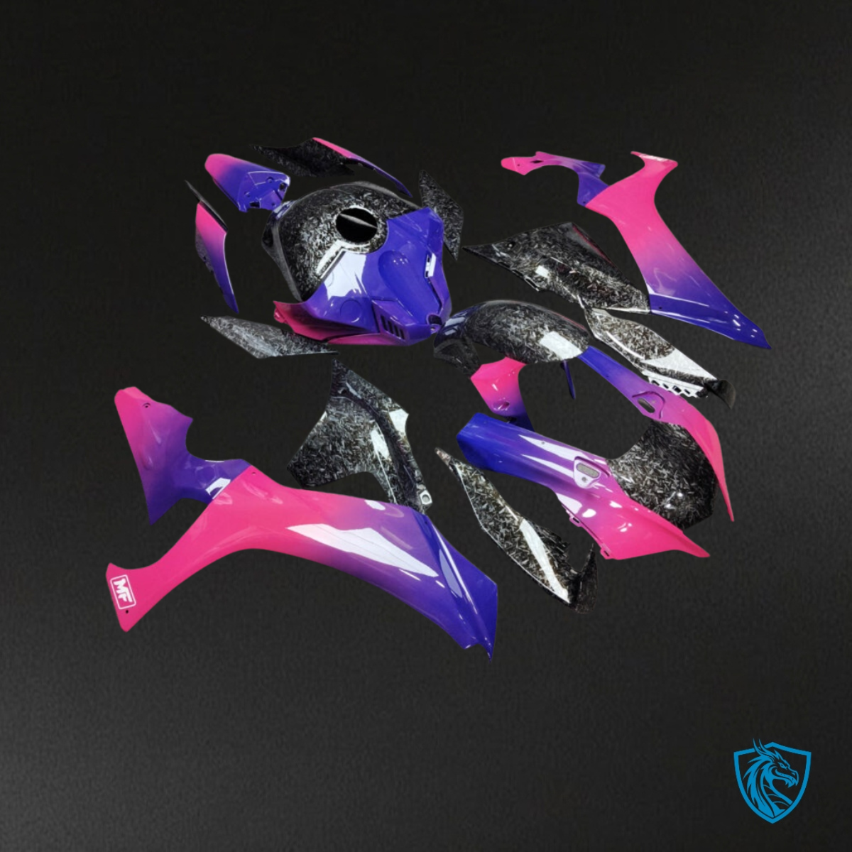 Yamaha R1 (2020-2025) Gloss Pink & Blue Gradient - MERGEment Motorcycle Fairings Kit