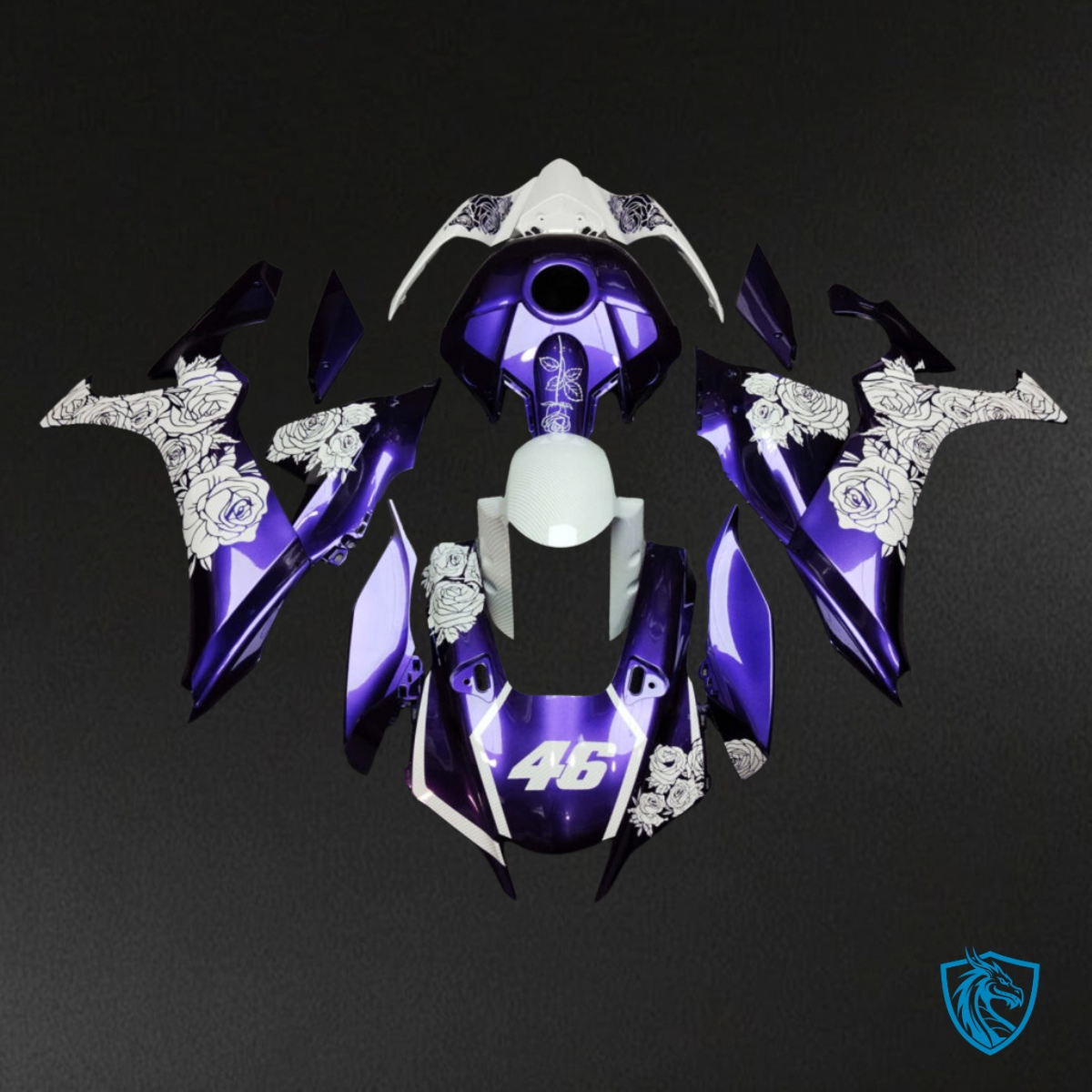 Yamaha R1 (2020-2025) Gloss Purple & White Fairings Kit - Aftermarket ABS Bodywork