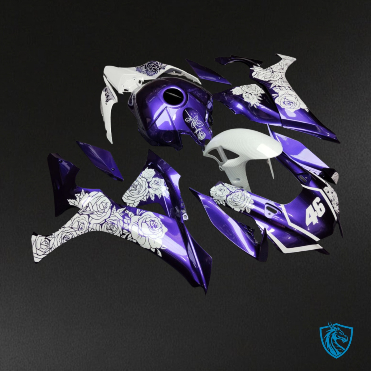 Yamaha R1 (2020-2025) Gloss Purple & White Fairings Kit - Aftermarket ABS Bodywork