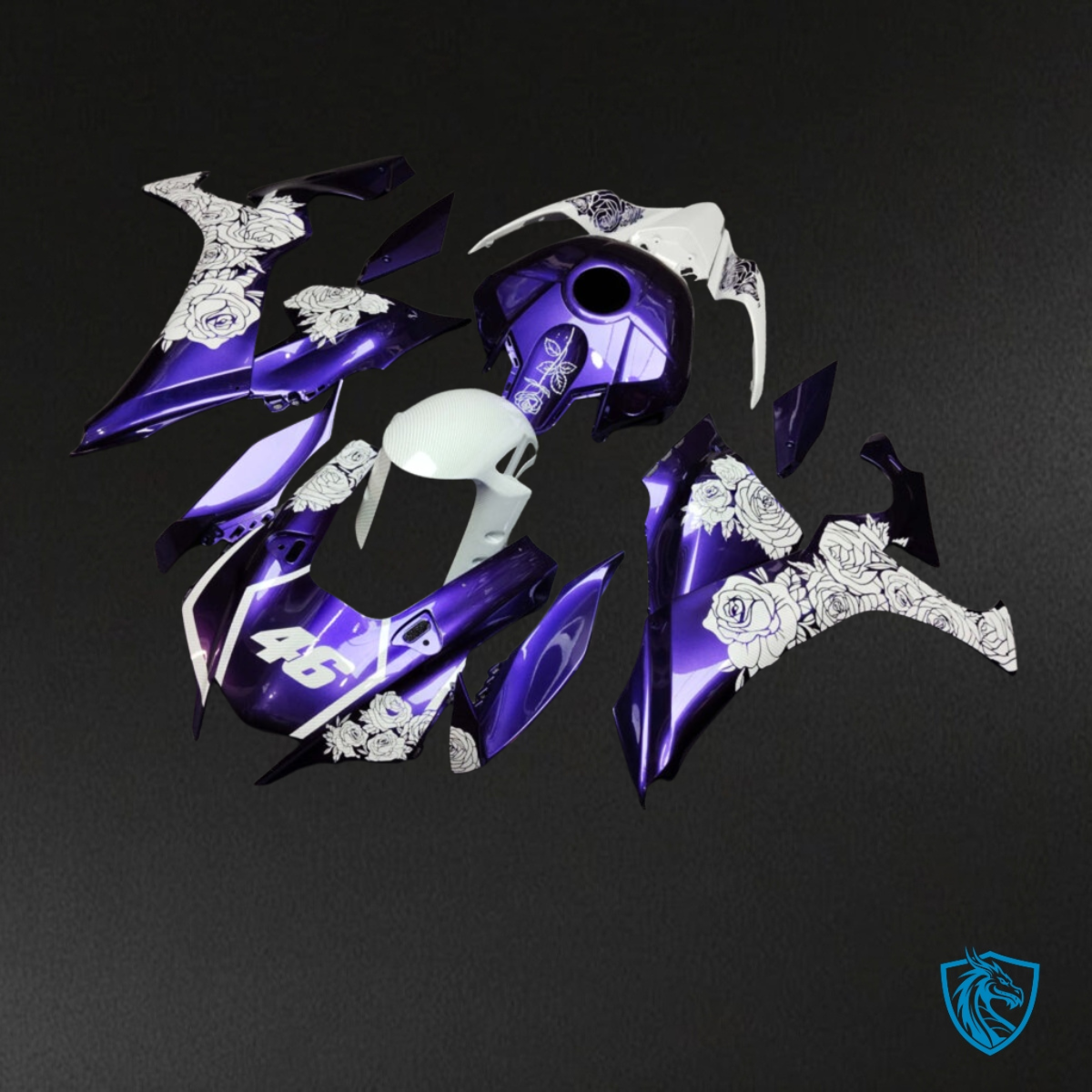 Yamaha R1 (2020-2025) Gloss Purple & White Fairings Kit - Aftermarket ABS Bodywork