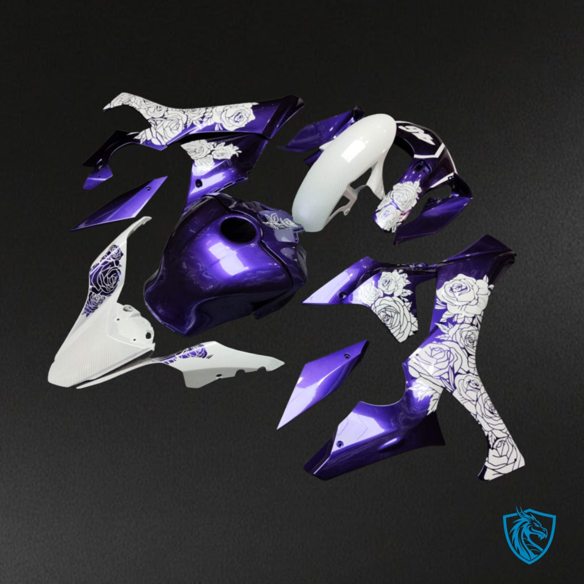Yamaha R1 (2020-2025) Gloss Purple & White Fairings Kit - Aftermarket ABS Bodywork