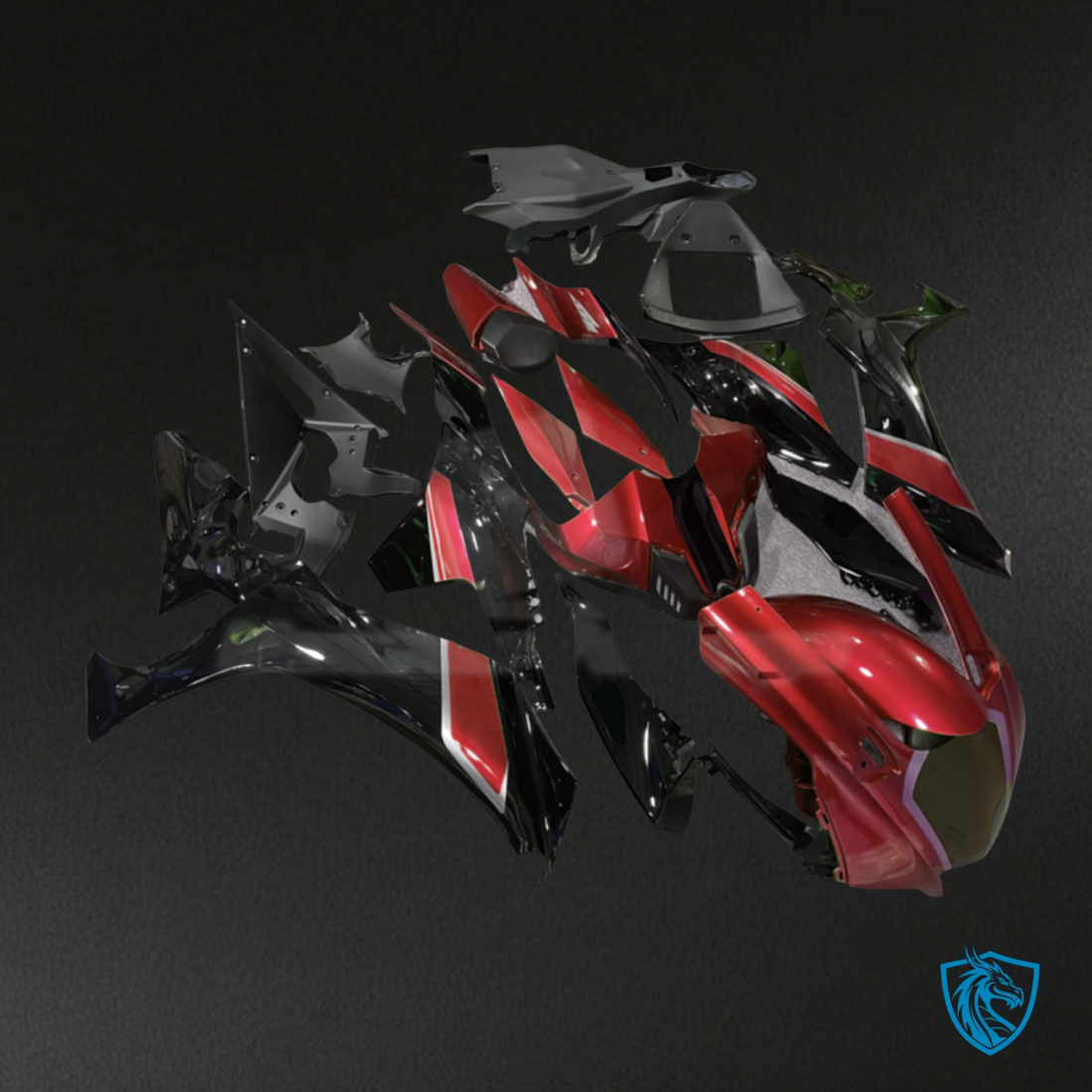 Yamaha R1 (2020-2025) Gloss Red & Black Fairings Kit- Aftermarket ABS Bodywork