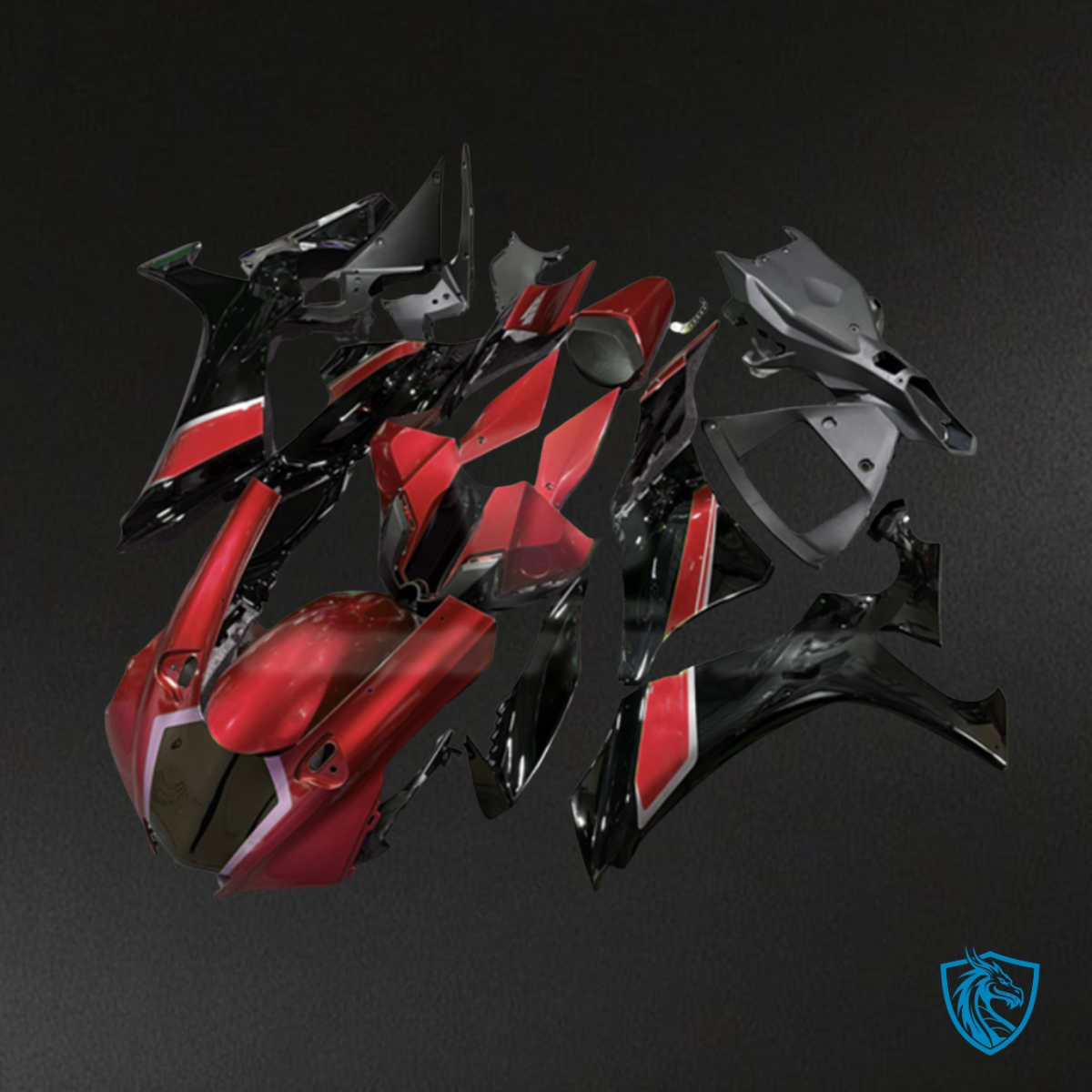 Yamaha R1 (2020-2025) Gloss Red & Black Fairings Kit- Aftermarket ABS Bodywork