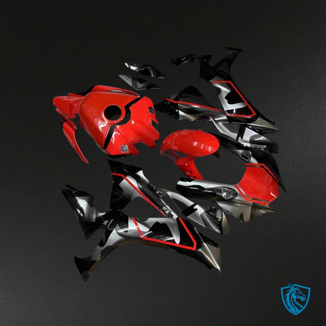 Yamaha R1 (2020-2025) Gloss Red, Black & Grey Camo Fairing Kit | ABS Bodywork
