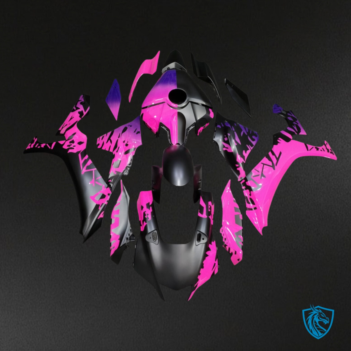 Yamaha R1 (2020-2025) Matte Black & Pink - MERGEment Motorcycle Fairings Kit