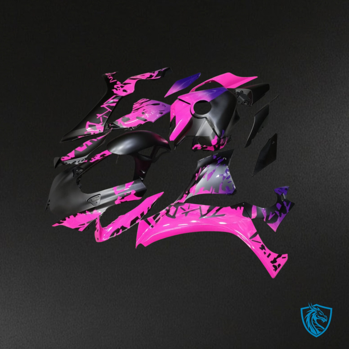 Yamaha R1 (2020-2025) Matte Black & Pink - MERGEment Motorcycle Fairings Kit