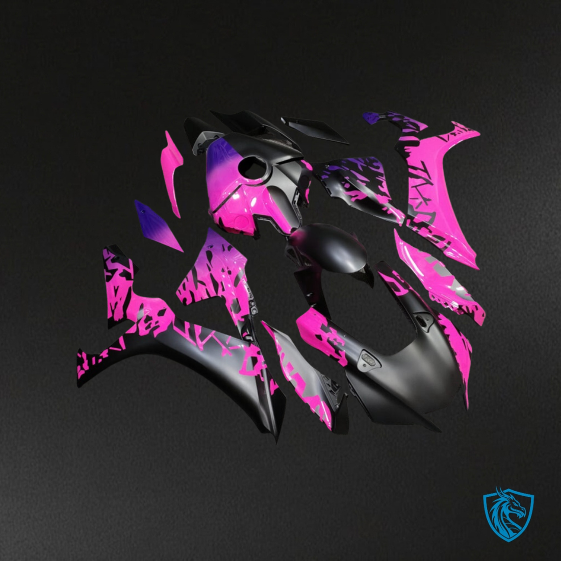 Yamaha R1 (2020-2025) Matte Black & Pink - MERGEment Motorcycle Fairings Kit