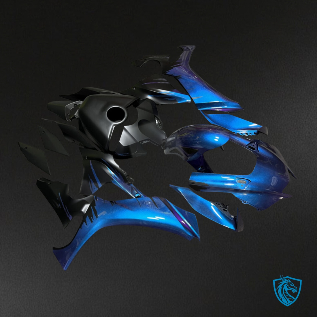 Yamaha R1 (2020-2025) Matte Black & Blue - Custom ABS Fairing Kit