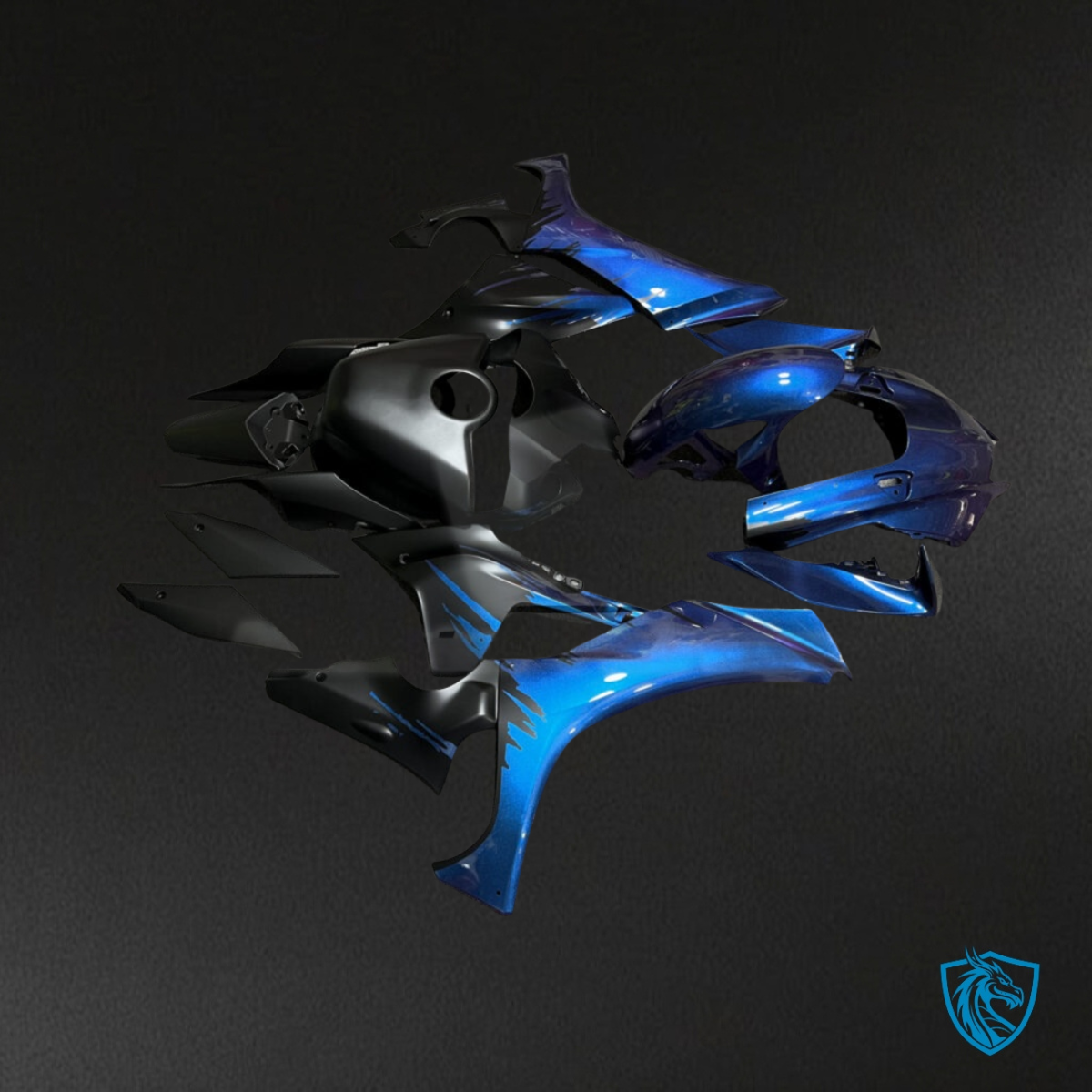 Yamaha R1 (2020-2025) Matte Black & Blue - Custom ABS Fairing Kit