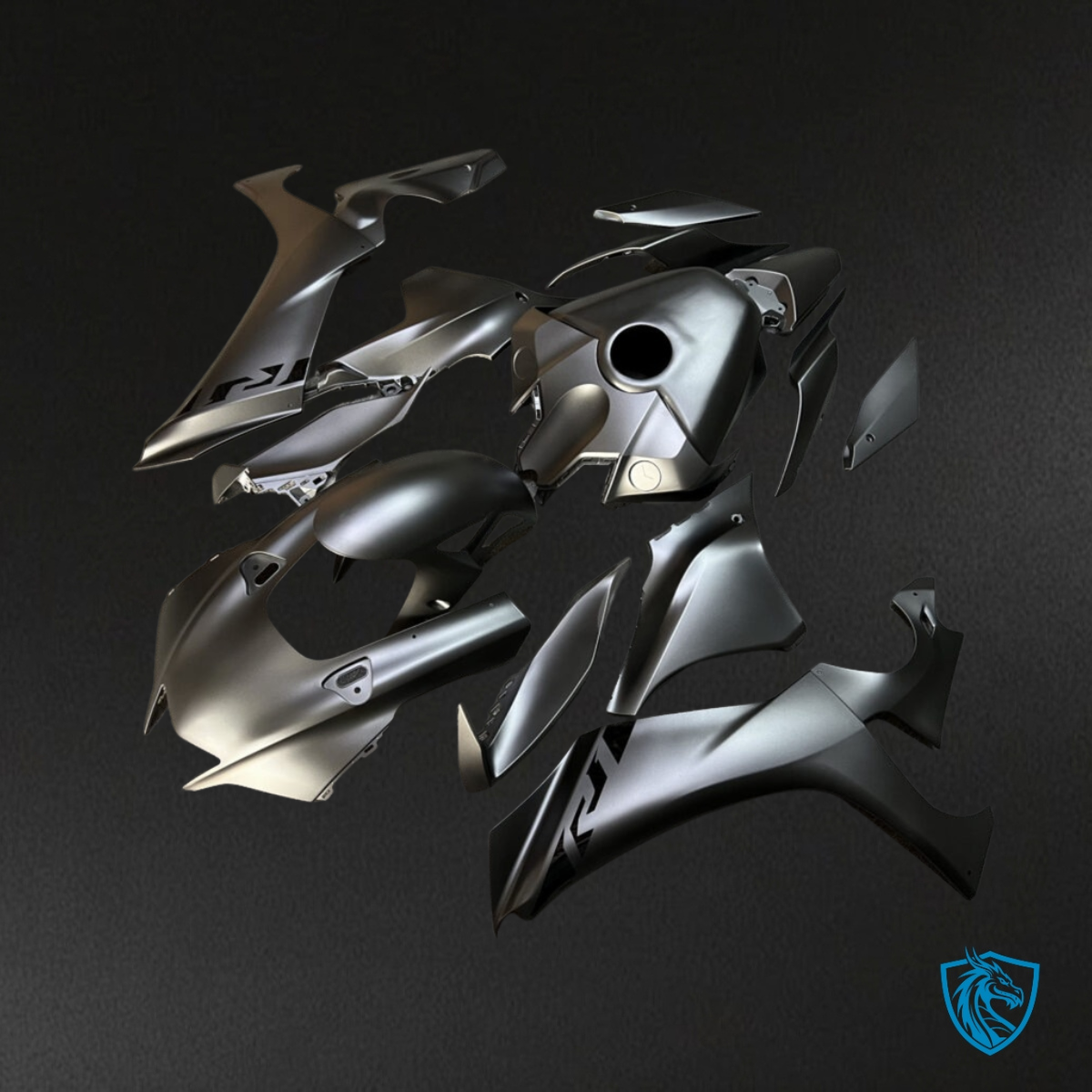 Yamaha R1 (2020-2025) Matte Dark Gray & Gloss Black Fairing Kit | ABS Bodywork