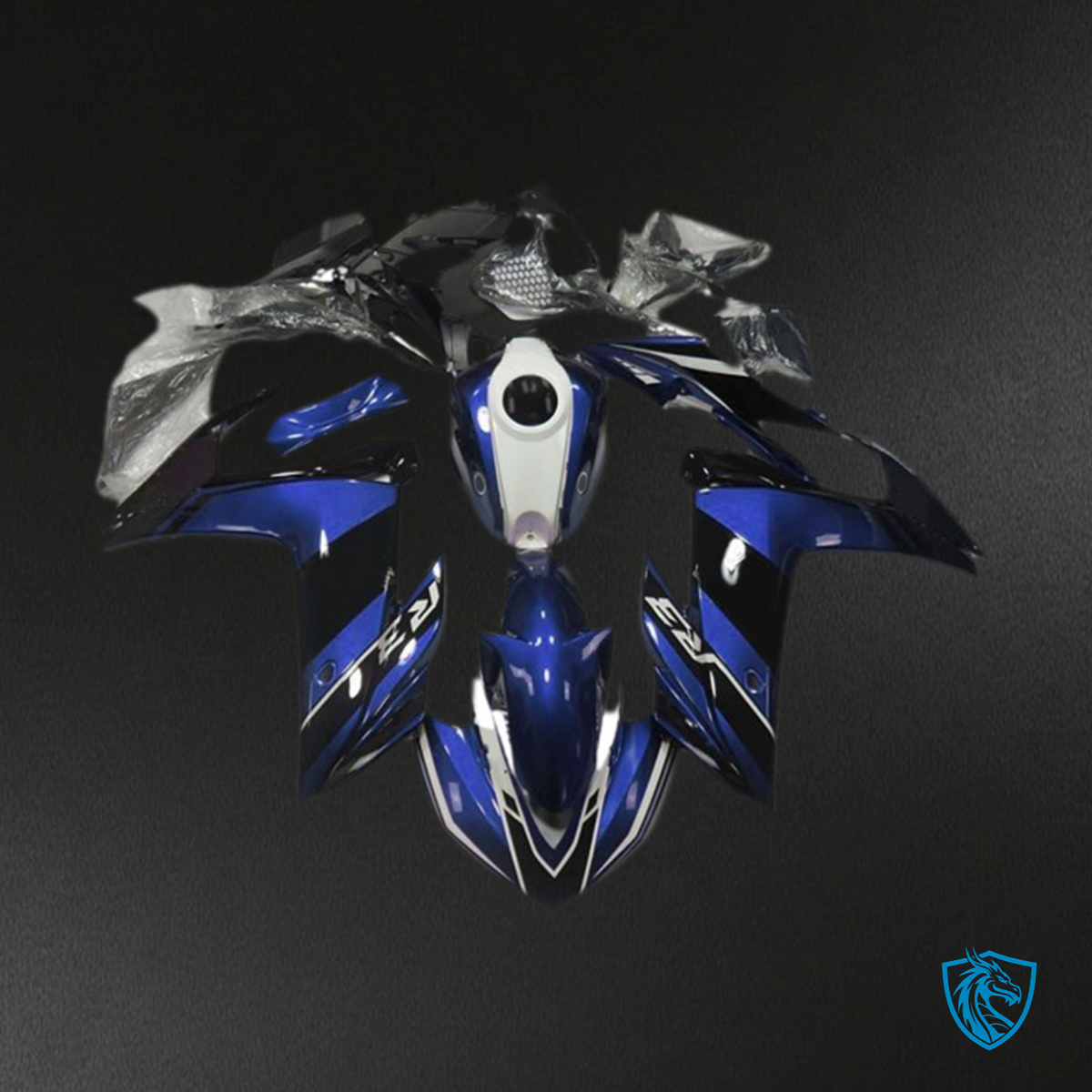 Yamaha R3 (2015-2018) Black, Blue & White Gloss Motorcycle - Custom ABS Fairing Kit