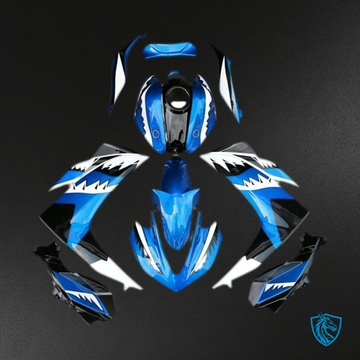 Yamaha R3 (2015-2018) Light Blue, White & Black Shark Motorcycle- Custom ABS Fairing Kit