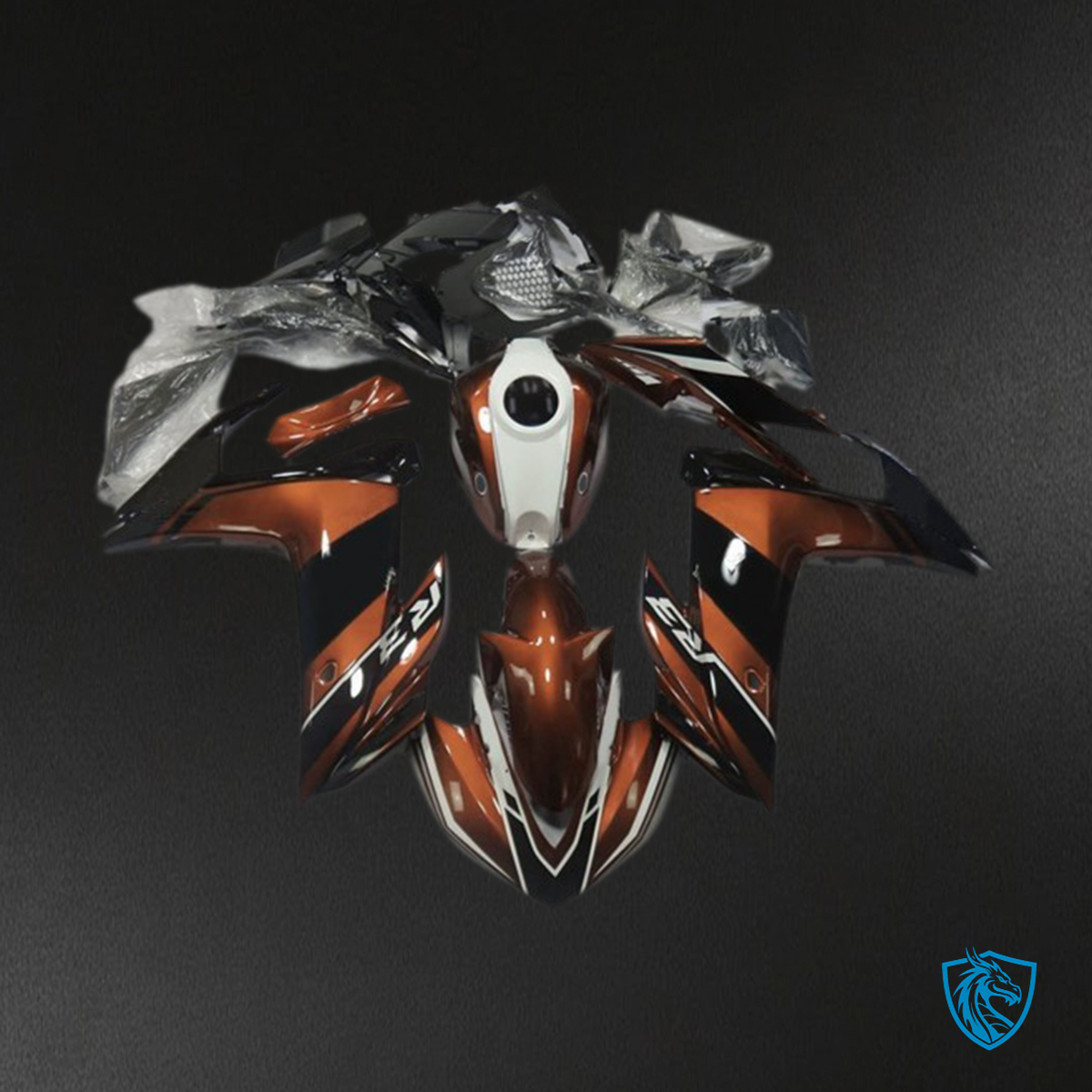 Yamaha R3 (2015-2018) Orange, Black & White Gloss Motorcycle - Custom ABS Fairing Kit