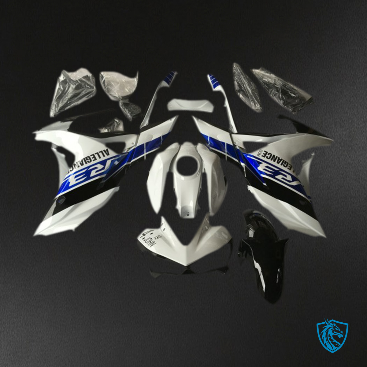 Yamaha R3 (2015-2018) White, Blue & Black - MERGEment Motorcycle Fairings Kit