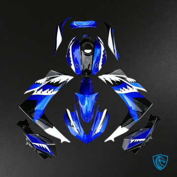 Yamaha R3 (2015-2018) White, Blue & Black Shark Motorcycle - Custom ABS Fairing Kit