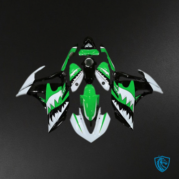 Yamaha R3 (2015-2018) White Shark, Green & Black Motorcycle Fairing Kit | ABS Bodywork
