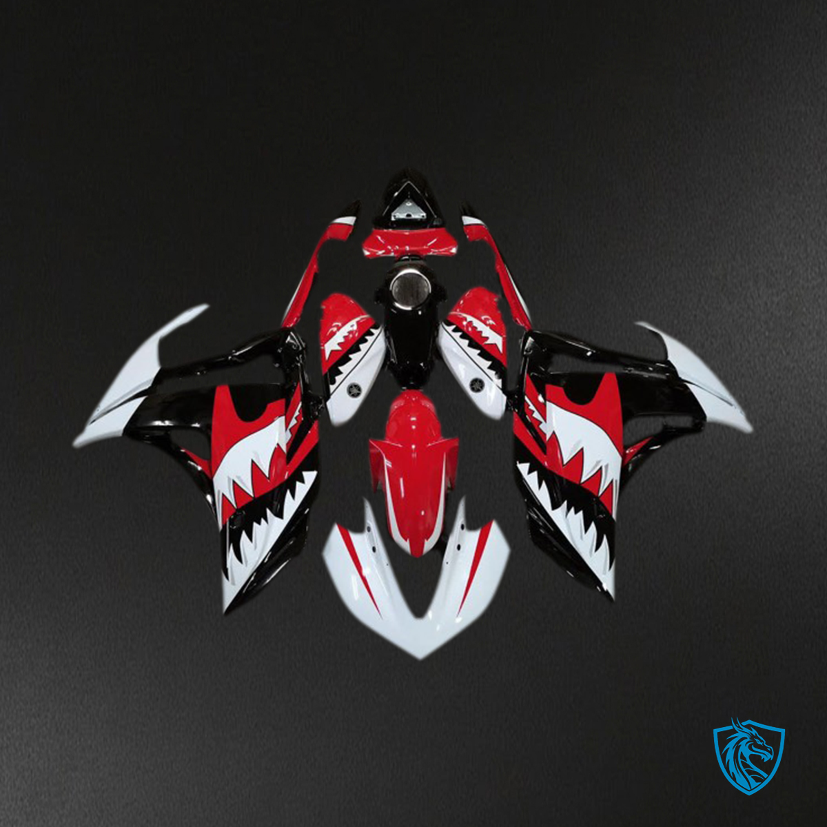 Yamaha R3 (2015-2018) White Shark, Red & Black - MERGEment Motorcycle Fairings Kit