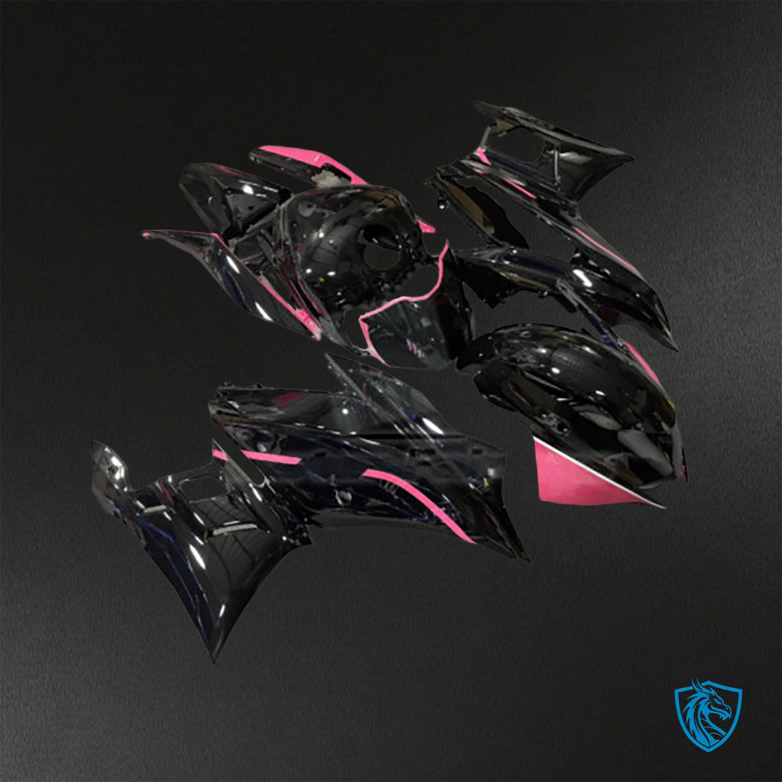 Yamaha R3 (2019-2021) Gloss Black & Pink Fairing Kit - Aftermarket ABS Bodywork
