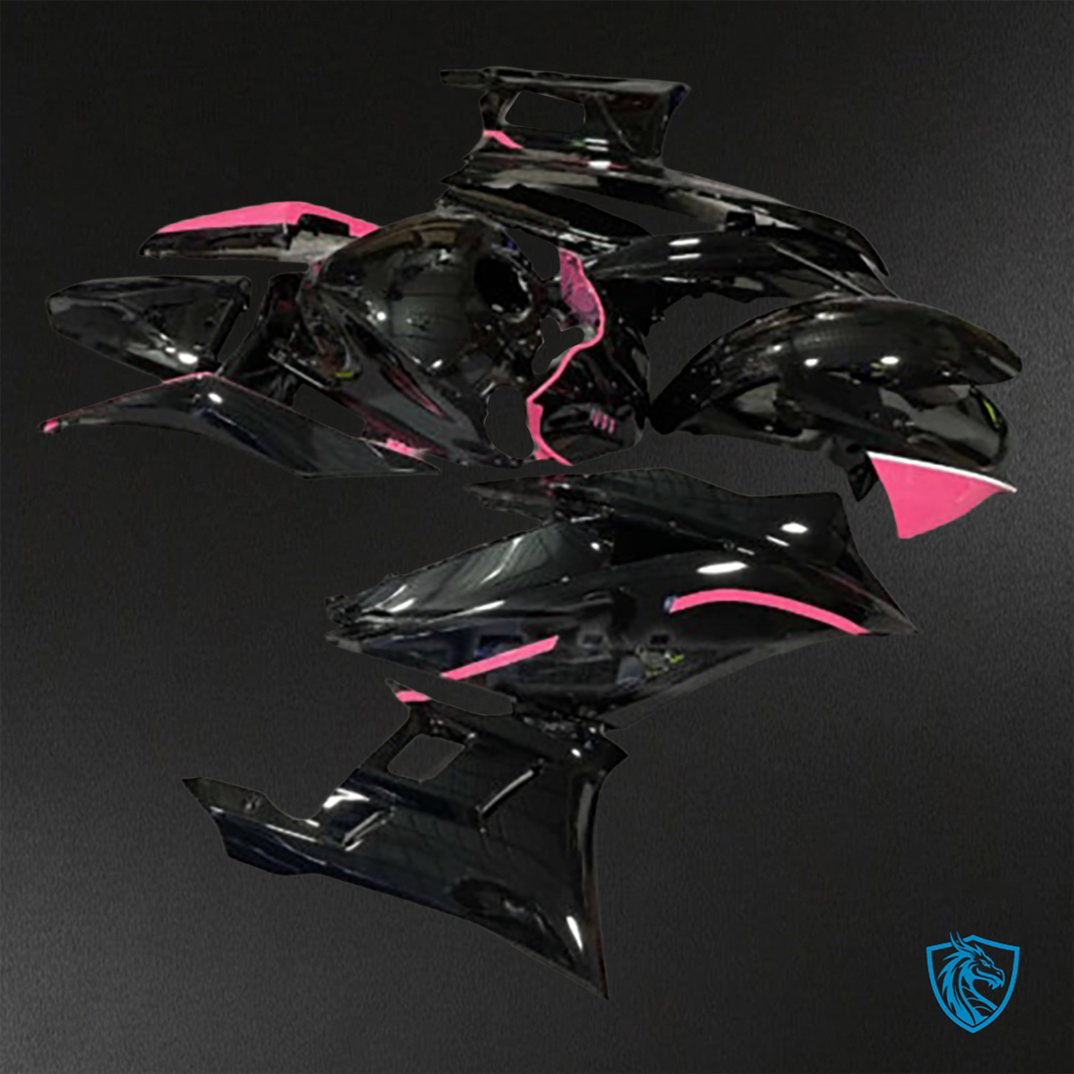 Yamaha R3 (2019-2021) Gloss Black & Pink Fairing Kit - Aftermarket ABS Bodywork