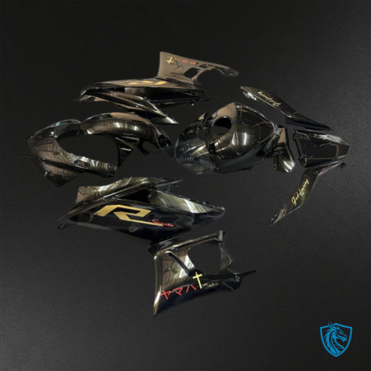 Yamaha R3 (2019-2021) Gloss Black & Gold - Replacement Motorcycle Fairings Kit