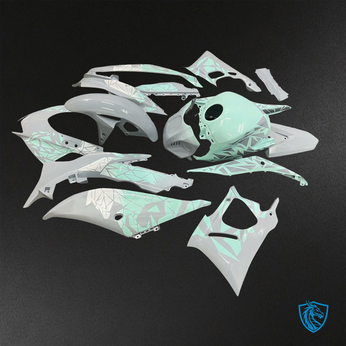 Yamaha R3 (2019-2021) Gloss Gray & White Pattern ABS Bodywork - Fairings Kit