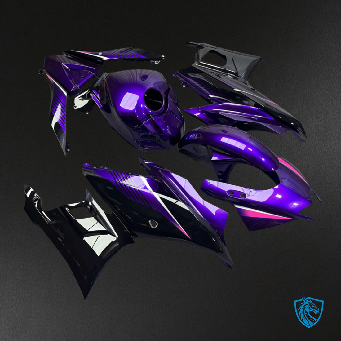 Yamaha R3 (2019-2021) Gloss Purple & Black Fairings Kit - Aftermarket ABS Bodywork