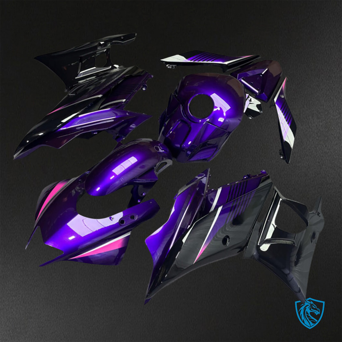 Yamaha R3 (2019-2021) Gloss Purple & Black Fairings Kit - Aftermarket ABS Bodywork