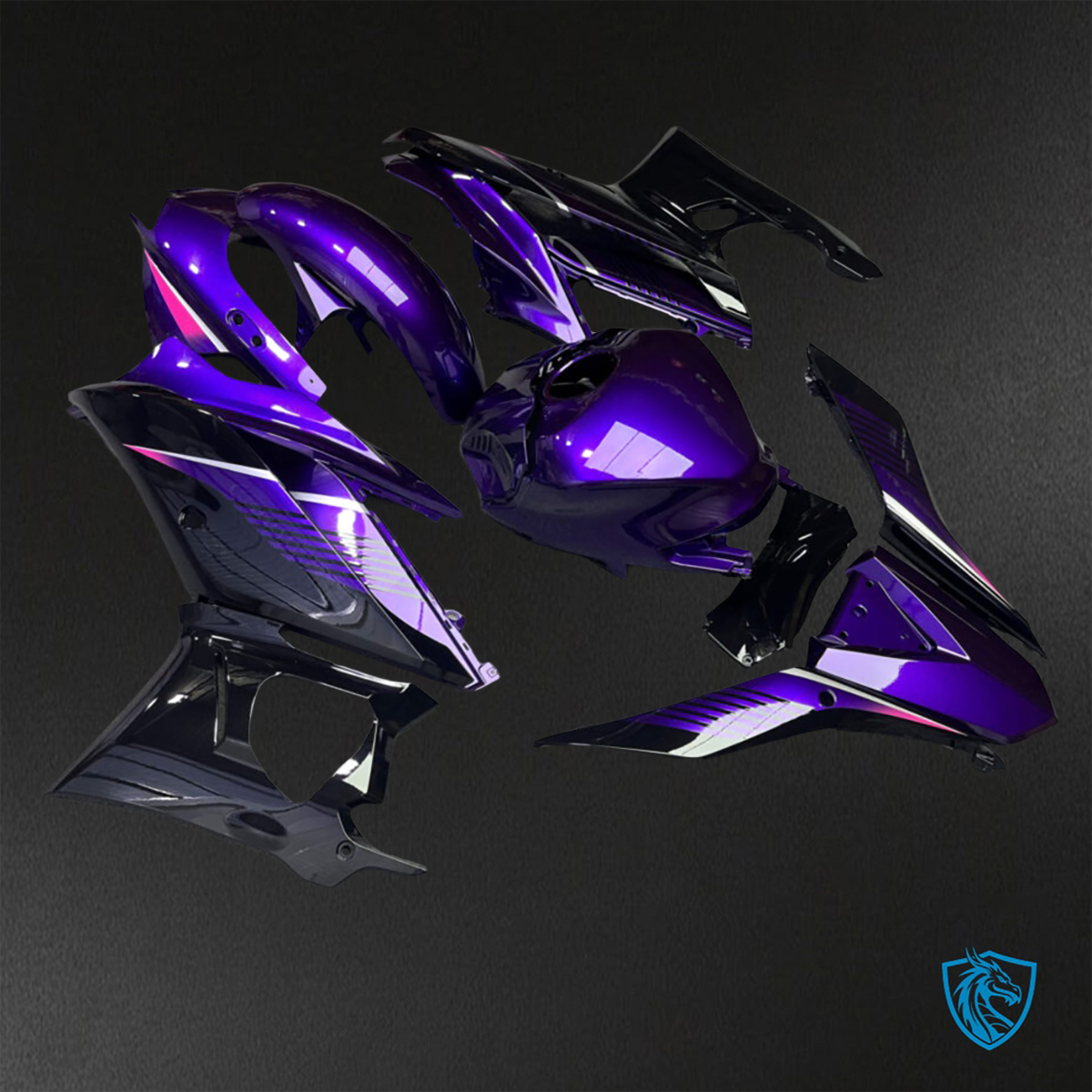 Yamaha R3 (2019-2021) Gloss Purple & Black Fairings Kit - Aftermarket ABS Bodywork