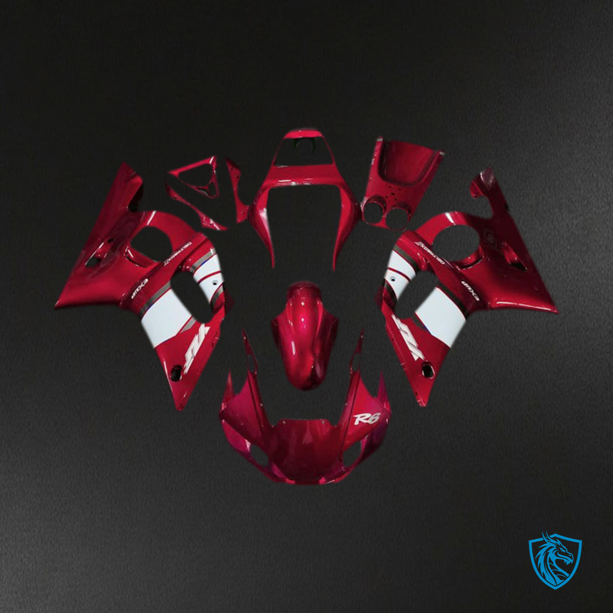Yamaha R6 (1998-2002) Deep Red & White Fairings Kit - Aftermarket ABS Bodywork