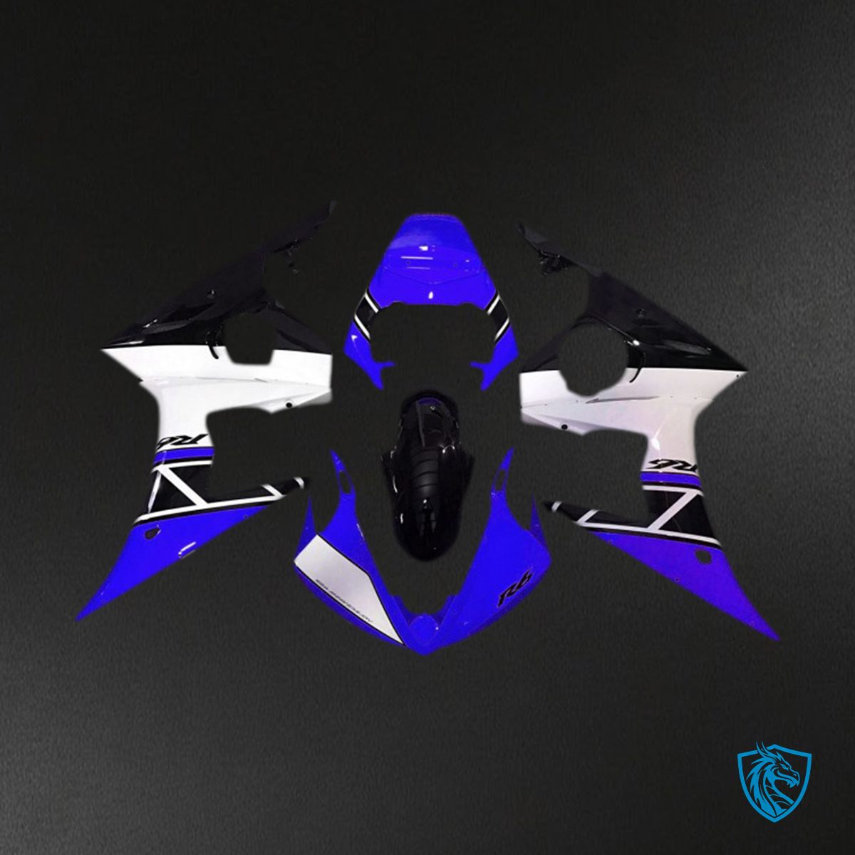 Yamaha R6 (2003-2004) Blue, White & Black Motorcycle - Custom ABS Fairing Kit
