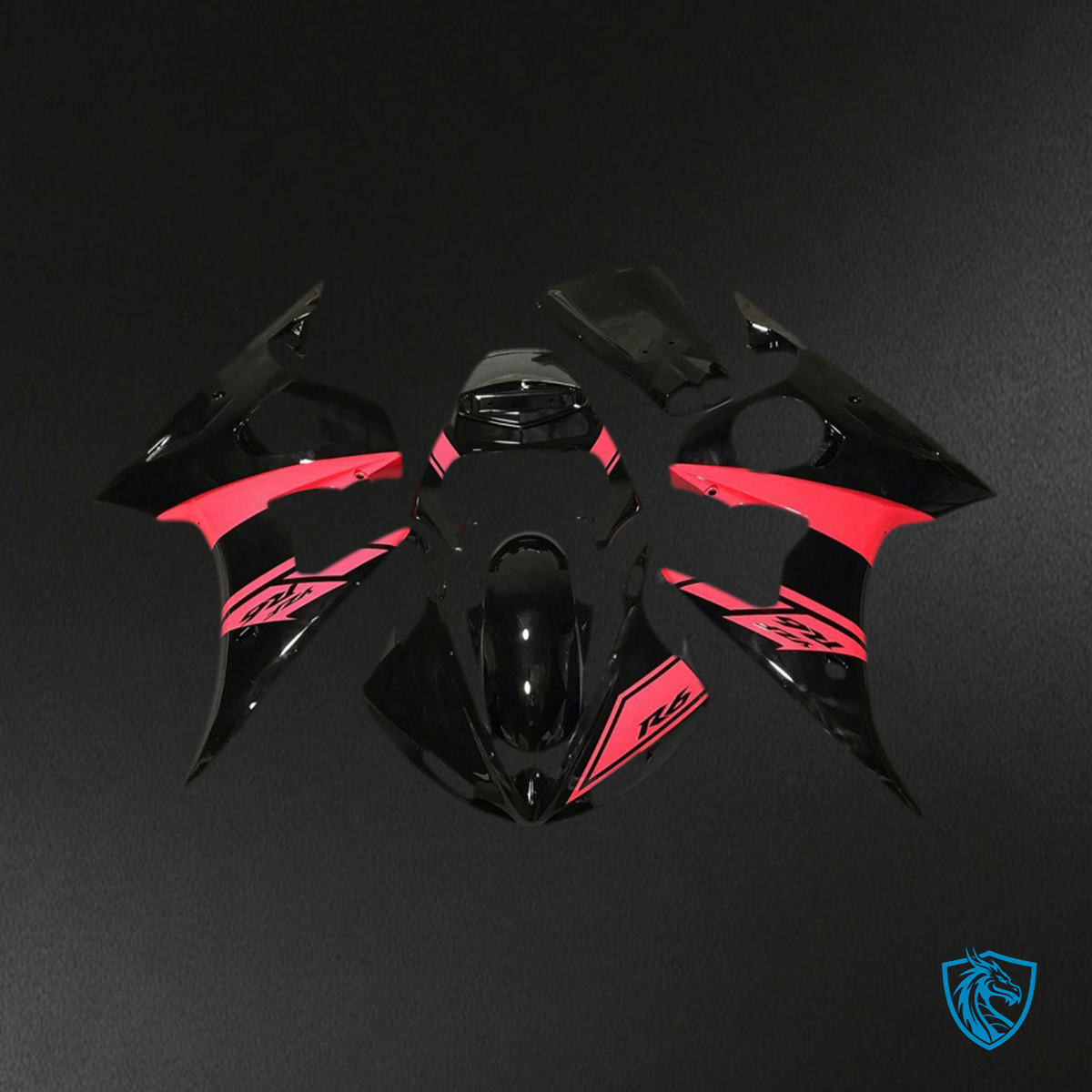 Yamaha R6 (2003-2004) Glossy Black & Red Motorcycle - Custom ABS Fairing Kit