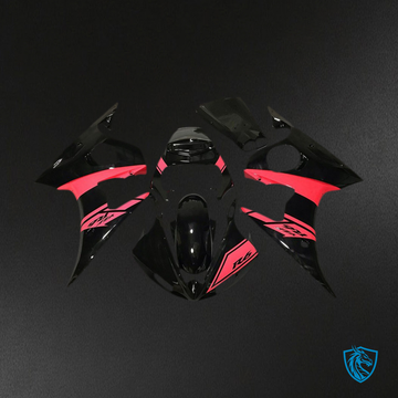 Yamaha R6 (2003-2004) Glossy Black & Red Motorcycle - Custom ABS Fairing Kit