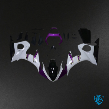 Yamaha R6 (2003-2004) Glossy White, Purple & Black  Accents Fairing Kit | ABS Bodywork