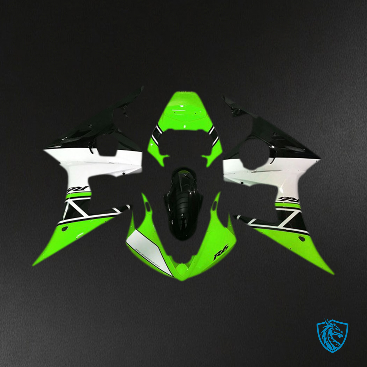 Yamaha R6 (2003-2004) Green, White & Black Motorcycle - Custom ABS Fairing Kit