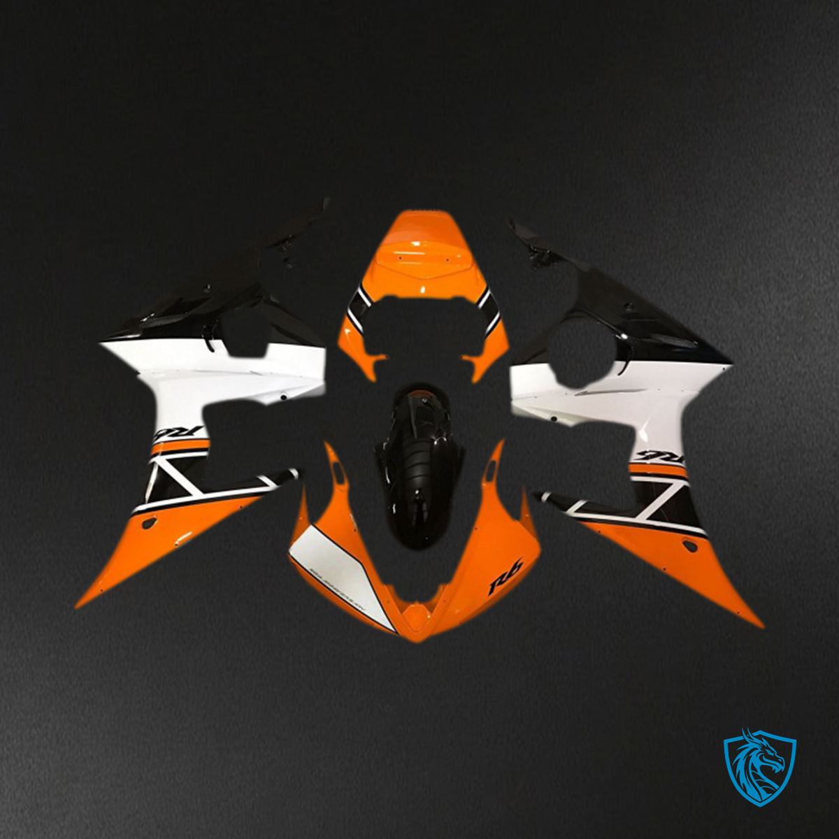 Yamaha R6 (2003-2004) Orange, White & Black - MERGEment Motorcycle Fairings Kit
