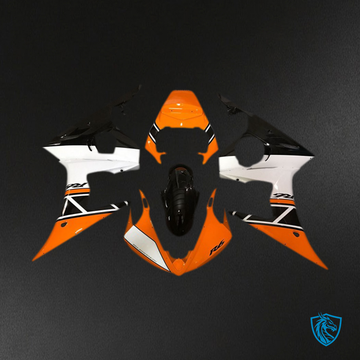 Yamaha R6 (2003-2004) Orange, White & Black - MERGEment Motorcycle Fairings Kit