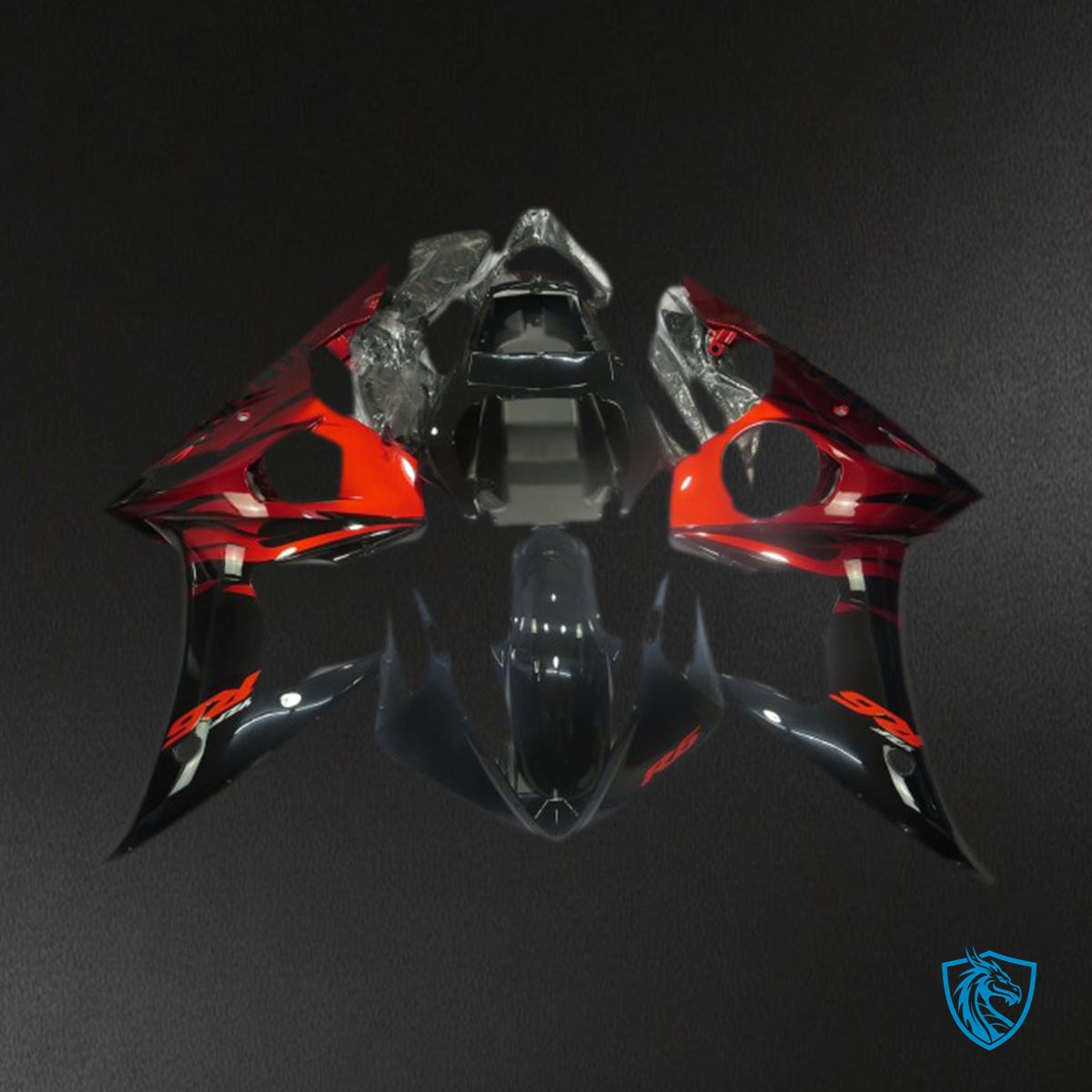 Yamaha R6 (2003-2004) Red & Black Motorcycle - Custom ABS Fairing Kit