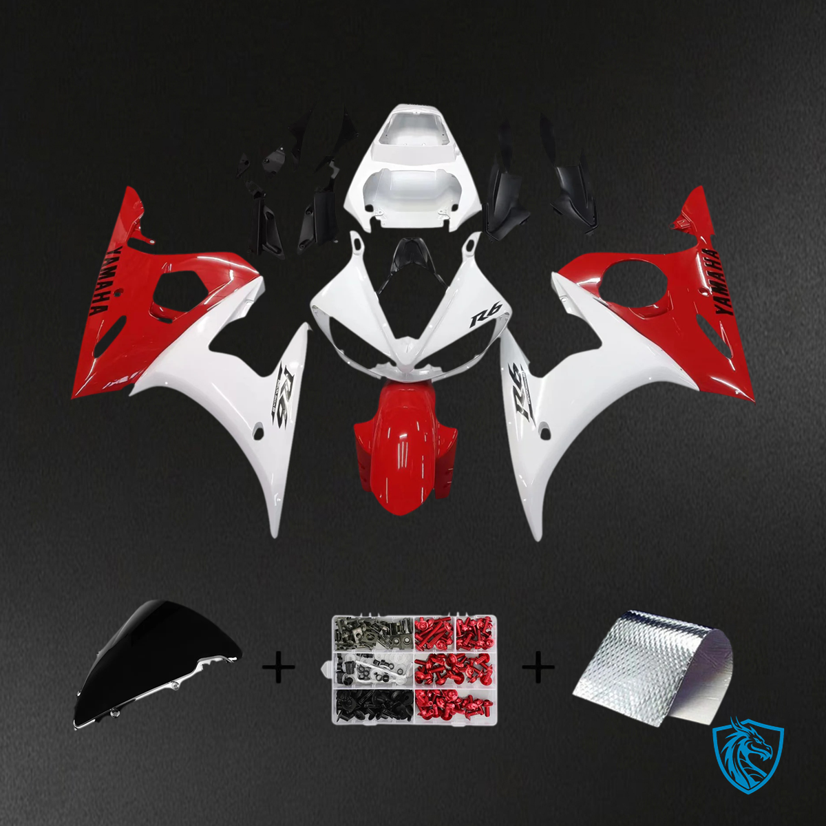 Yamaha R6 (2003-2004) & YZF R6S (2006-2009) Red Mix White Fairing Kit
