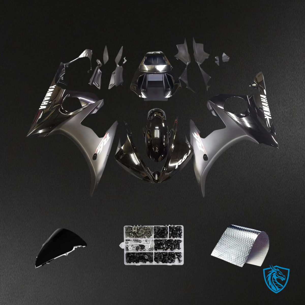 Yamaha R6 (2005) Matt Black - MERGEment motorcycle Fairing Kit