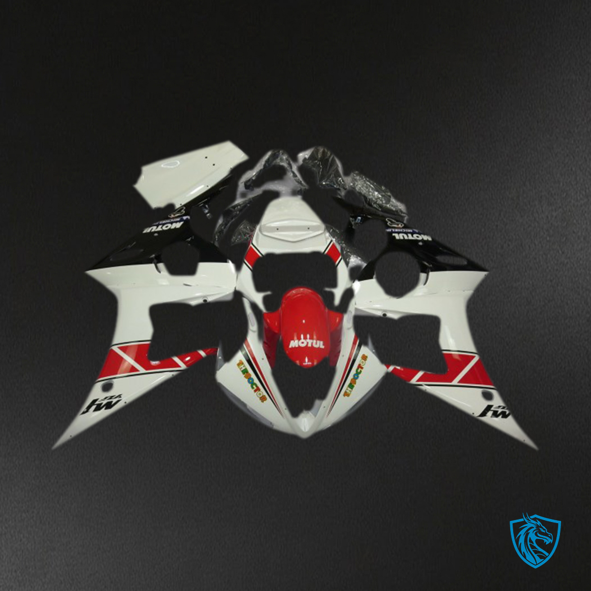 Yamaha R6 (2005) White, Motul Red & Black- MERGEment Motorcycle Fairings Kit